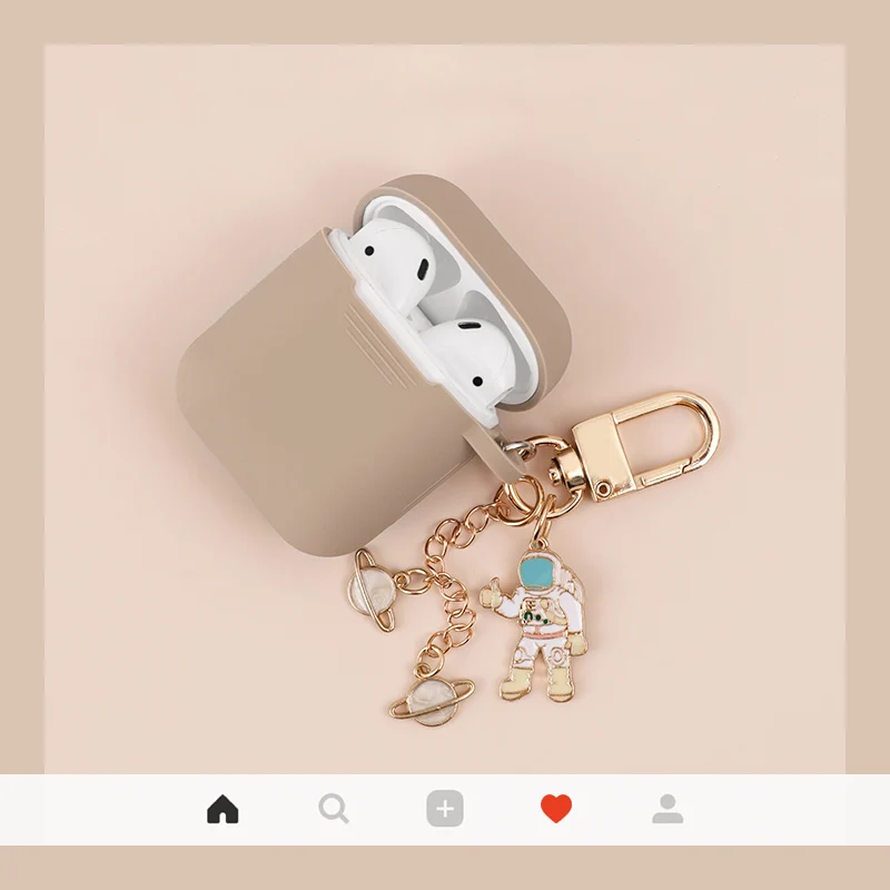 Milk tea Космический космонавт, космонавт, защитный чехол для Airpods, чехол, аксессуары, Bluetooth, силиконовый чехол для наушников, брелок для ключей - Цвет: Milk tea
