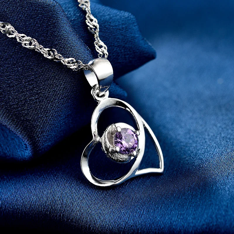 925 silver pendant Korean the fashionable love inlaid zircon Ms. short paragraph clavicle chain jewelry wholesale | Украшения и