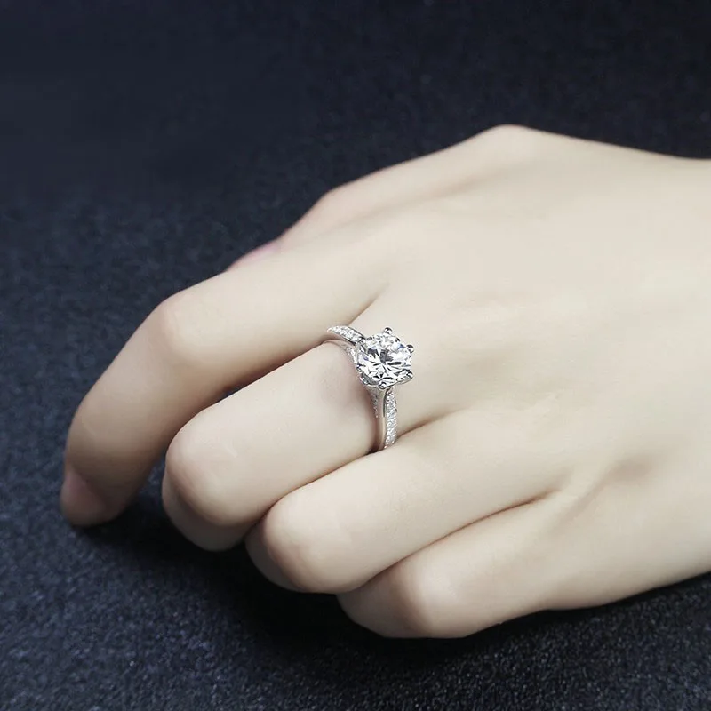 NiceGems 14k White Gold Moissanite Engagement Ring Center 8mm F Color Diamond In Accents Women Wedding Jewellery | Украшения и