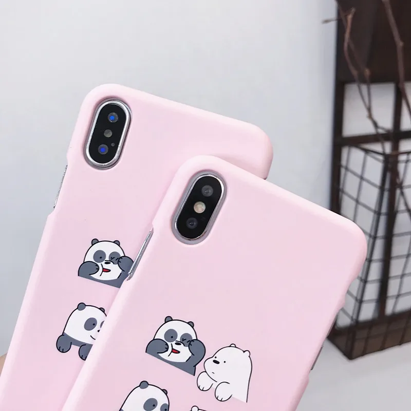Coque for iPhone X Cartoon Bear Slim Phone Case on For 7 7Plus 6 6s 8 Plus Korean Style Cover Fundas Women |