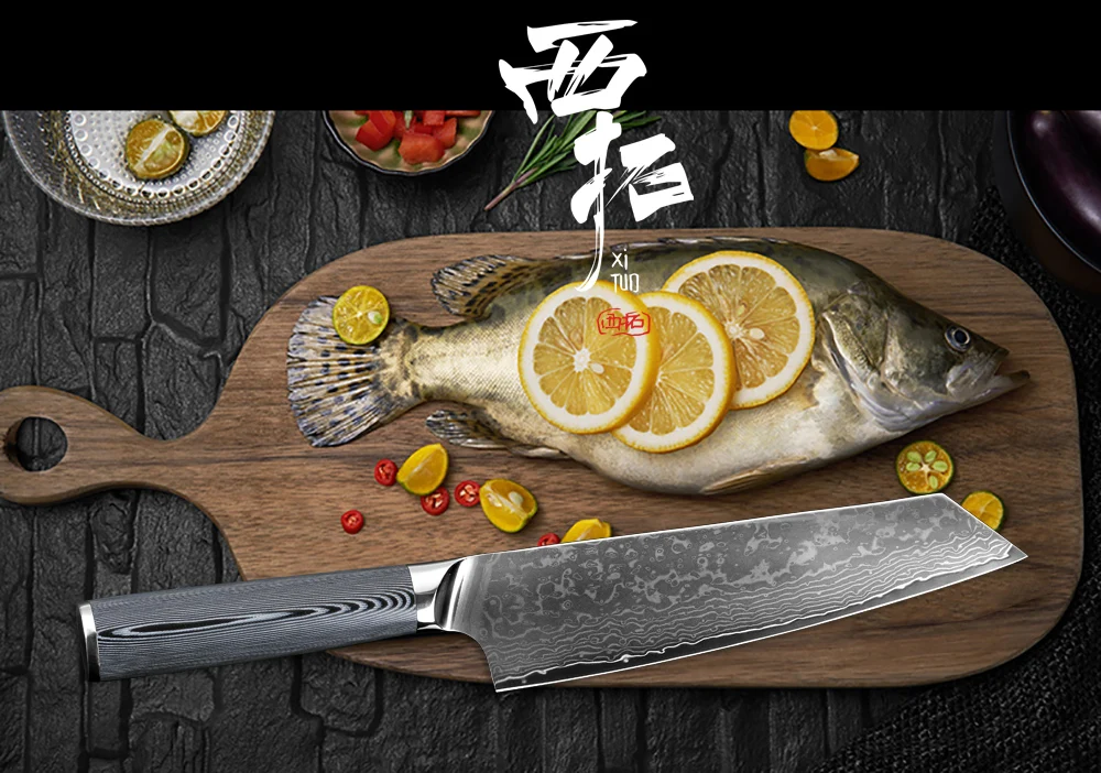 XITUO Дамасская сталь нож шеф-повара Santoku 8 дюймов в западном стиле измельченные овощи sashimi нарезанное мясо домашний отель кухонные инструменты Горячие