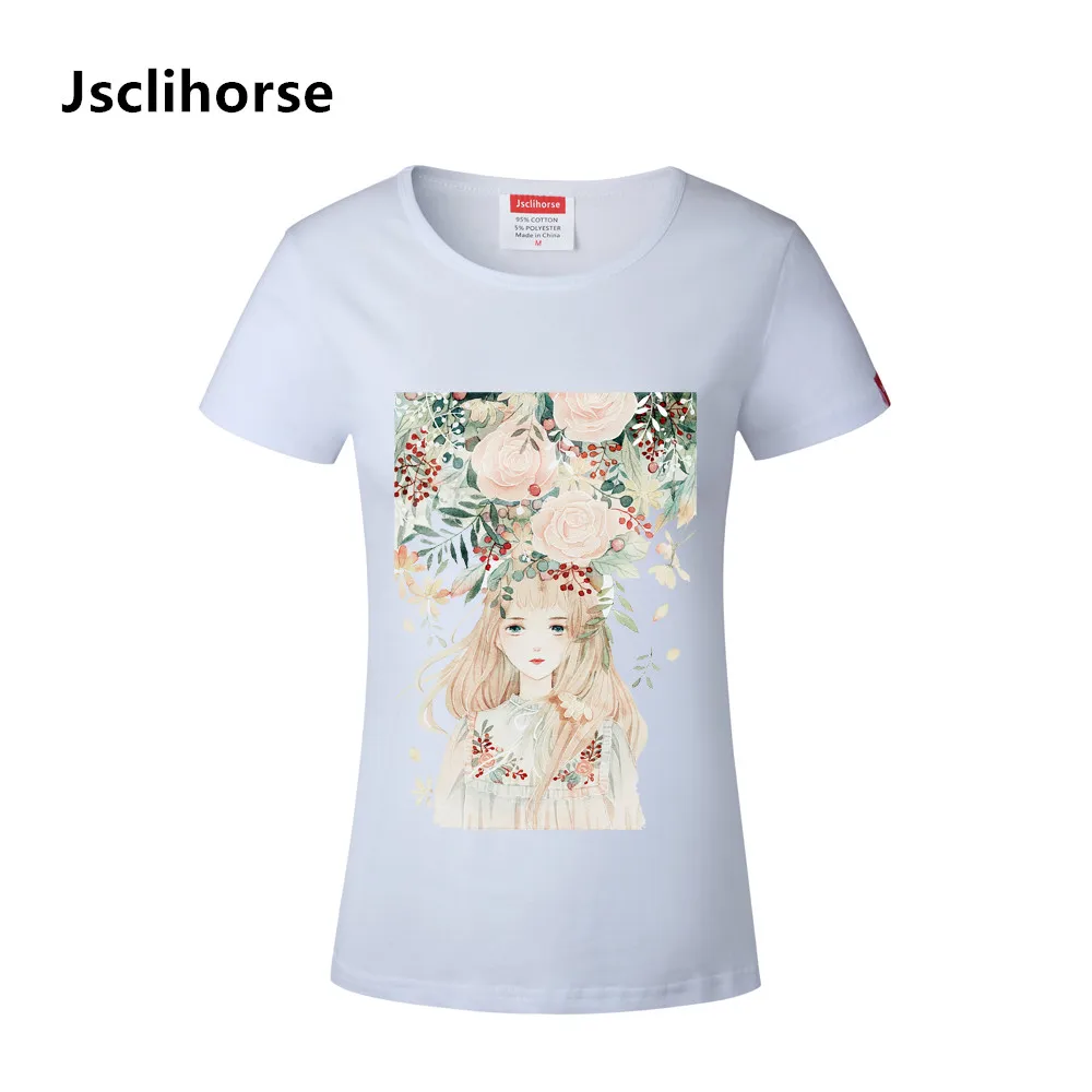 Jsclihorse Новый стиль сказка девушка летняя рубашка из хлопка с круглым вырезом