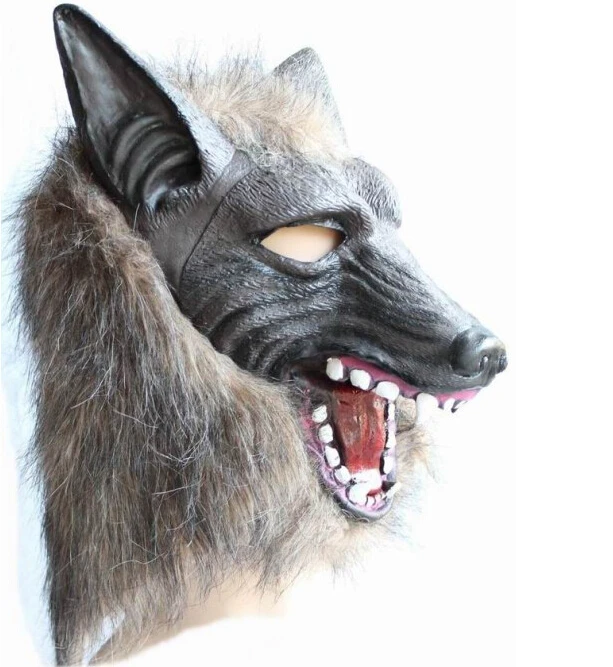 Halloween Creepy Animal Head Grey Werewolf Wolf Mask Fur Masquerade Masks props Cosplay Costume Toys carnaval mask horror latex | Дом и сад