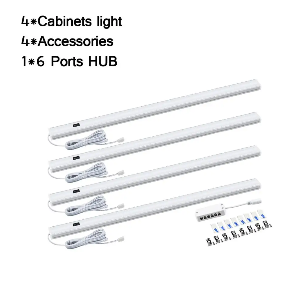 Not adapter -4PCS 5 Вт 6 Вт 7 Вт 12 В PIR датчик движения светодиодный кухонный светильник датчик движения под светильник для шкафа светильник бар спальня ночник - Цвет: Not adapter -4PCS