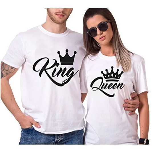 Новая футболка с короткими рукавами и надписью King queen Женская белая черная