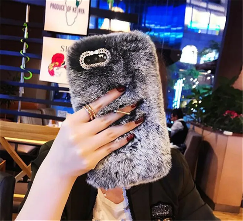 Роскошные чехлы для телефонов iPhone 11 Pro MAX X XS XR 6 6S 7 8 Plus пушистая кроличья кожа