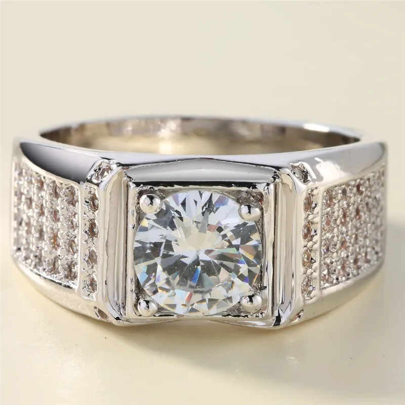 Мужское кольцо кольца на палец с фианитом ААА высококачественный Блестящий