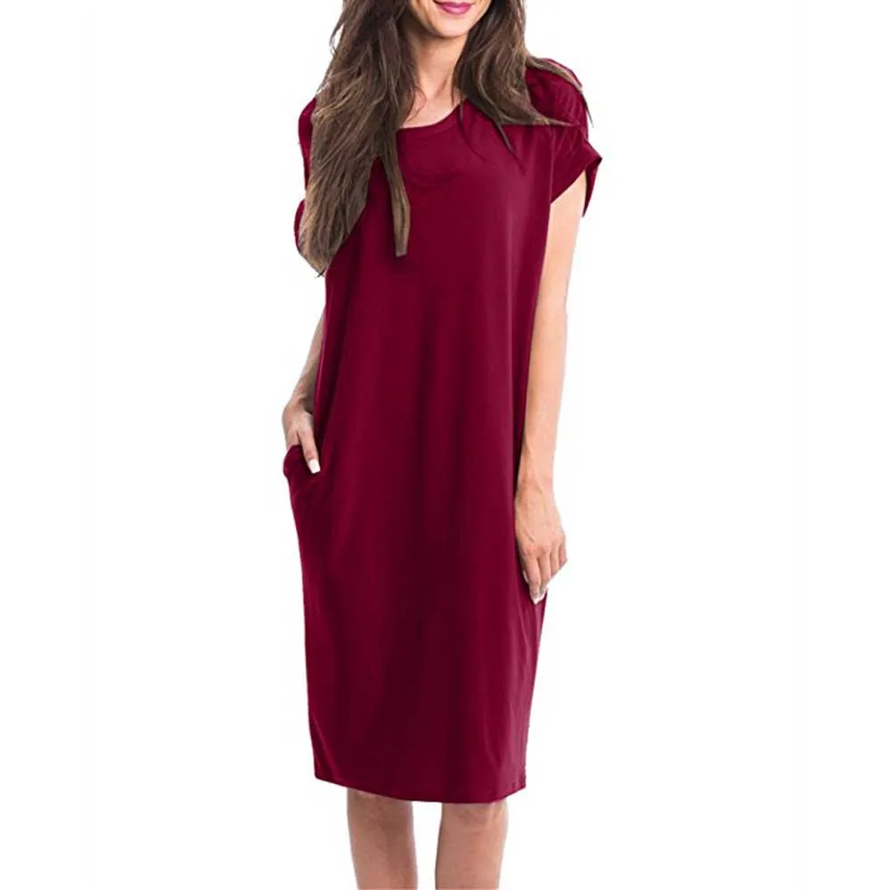 Женское прямое платье JAYCOSIN повседневное однотонное из полиэстера с коротким