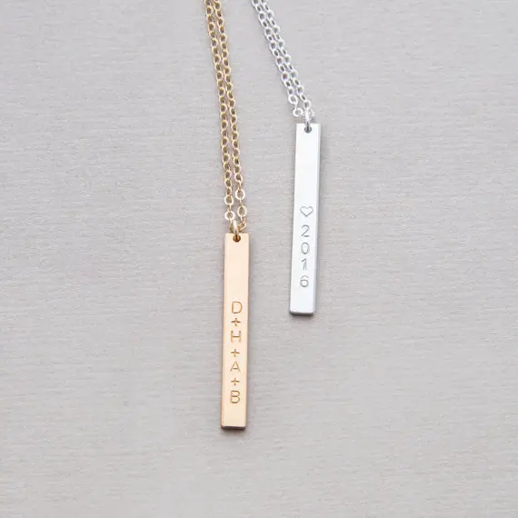 Женское ожерелье из серебра 925 пробы с гравировкой имени|birthday gift|bar necklacename plate necklace