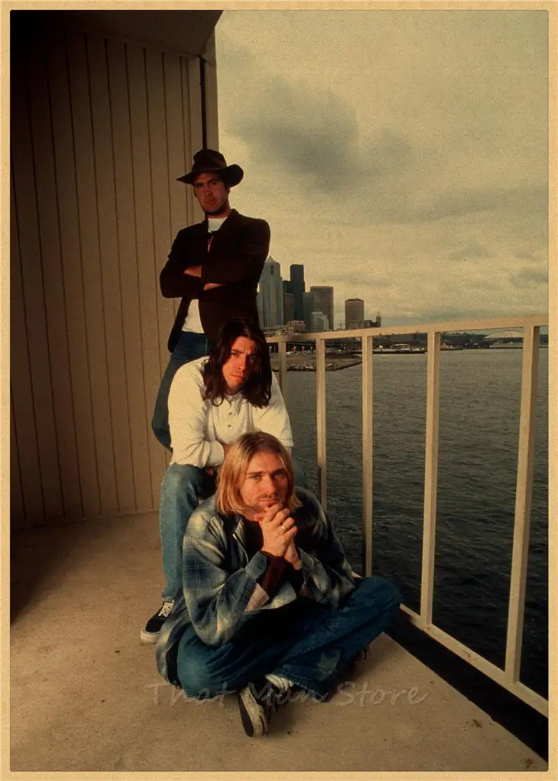 ВИНТАЖНЫЙ ПЛАКАТ Nirvana Kurt Cobain dormitory крафт-рок-оркестр декоративная живопись постер ретро-плакат/40*30 см - Цвет: Красный