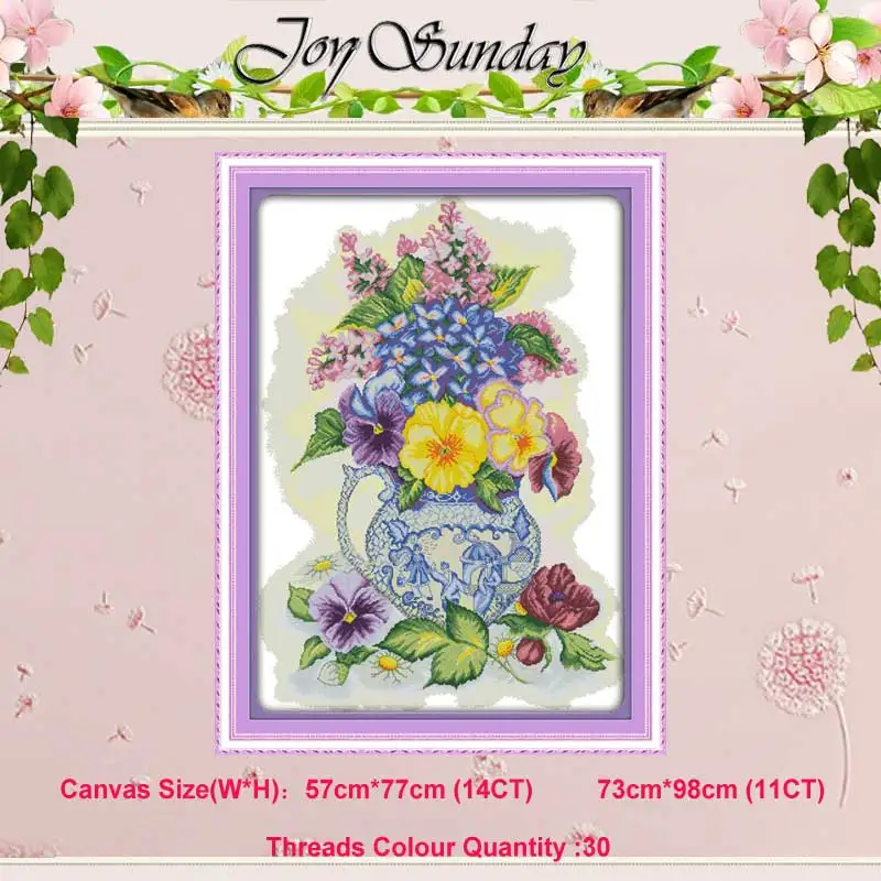 Three color vase Пион Лилия тюльпан цветок мака розы Счетный 11CT 14CT Набор для вышивания крестиком DIY DMC Набор для вышивания крестиком рукоделие домашний декор - Цвет: Three color vase