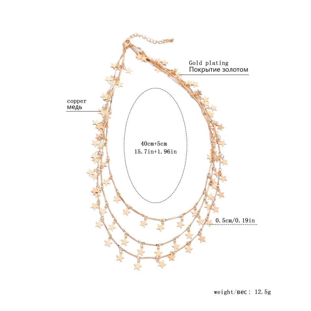 Богемные ожерелья женские ювелирные изделия Посеребренная звезда