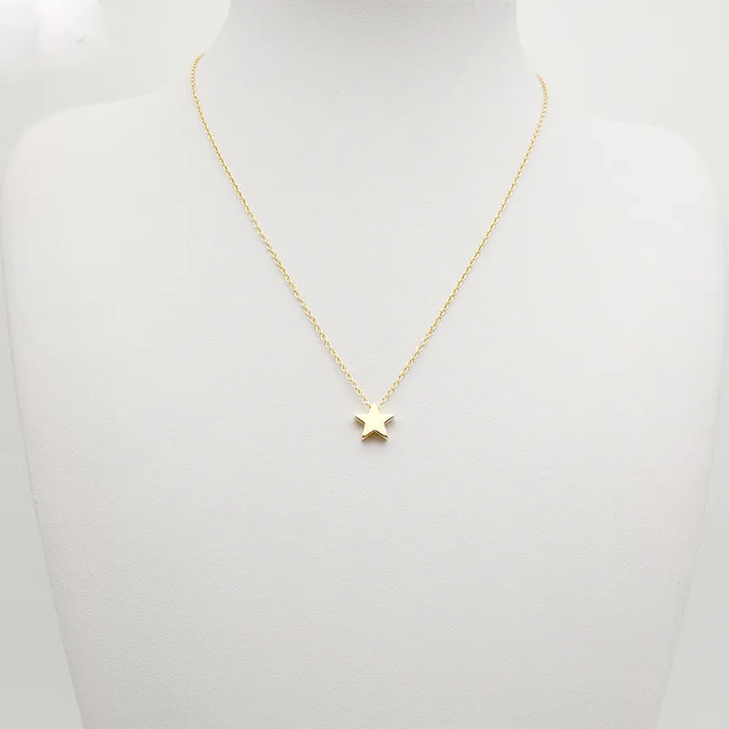 Star Gold Color Маленькое сердце, Луна, звезда, колье, ожерелье для женщин, золото/серебро, короткая цепочка, любовь, подвеска, ожерелье, богемное ювелирное изделие, подарок - Окраска металла: Star Gold Color