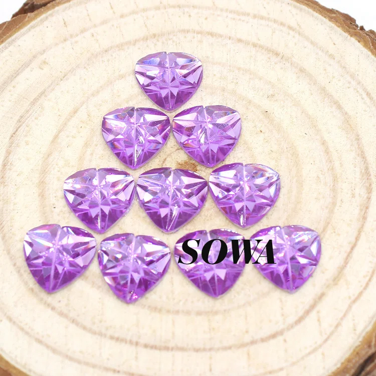 

New Arrival Size 12mm 72pcs/lot Purple Color Love Heart Shape Flatback Resin Beads For Scrapbooking