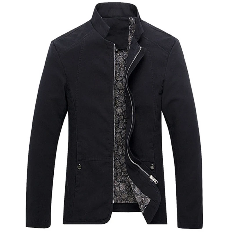 Новинка 2017 года осенняя куртка Для мужчин Повседневное Slim Fit сплошной Цвет