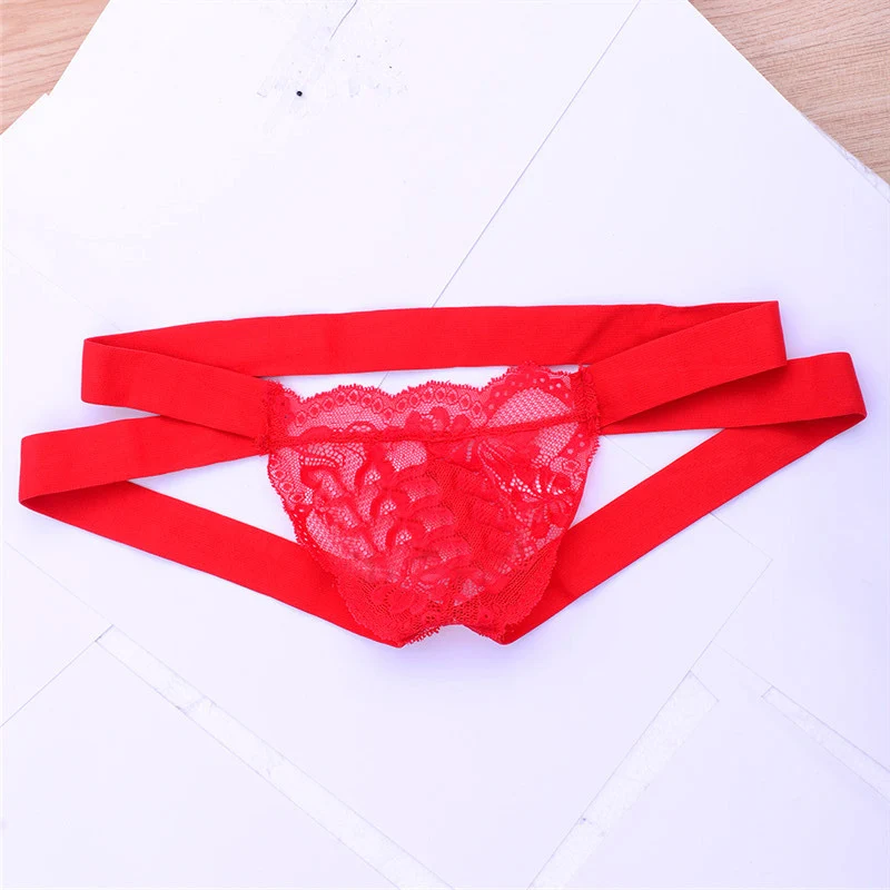 

Sexy Mens Underwear Supporter Jockstrap Lacework Underwear Underpants Gay Mens Open Butt Bulge Pouch See-through G-Strings Thong