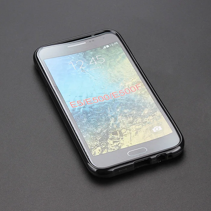 Черный гелевый ТПУ Тонкий Мягкий противоударный чехол-накладка для Samsung Galaxy E5 E500