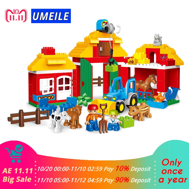 123 шт. Happy Farm Animal Educational Diy Набор строительных блоков набор зоопарка детские