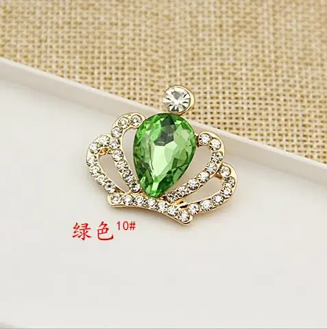 green 5 шт./лот 32*29 мм Хрустальная стеклянная корона DIY Свадебные украшения Стразы Кнопки тиара украшение в форме короны - Цвет: green