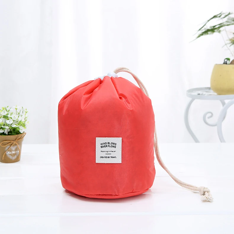 4 цвета Твердые печати Drawstring Органайзер Портативный Макияж сумки, косметичка дорожная струна Макияж сумка Круглый Женский