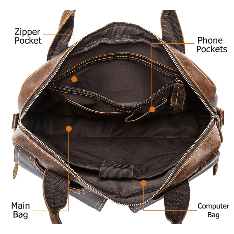 Shoulder Work Business Messenger Office Women Men Bag Genuine Leather Briefcase For Document Handbag Male Female Laptop Travel