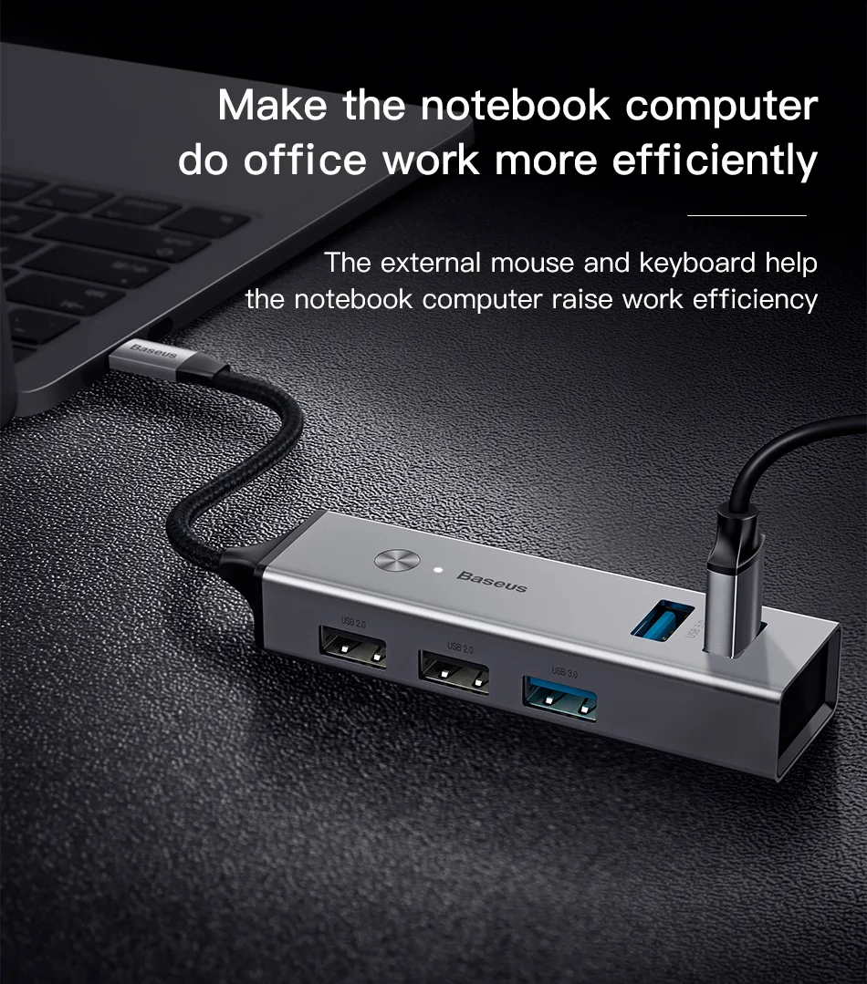 Baseus 5 портов USB C концентратор до 3,0 usb type C для MacBook Pro type C концентратор 3,0 usb-хаб для DELL ThinkPad ASUS светодиодный Micro usb-хаб