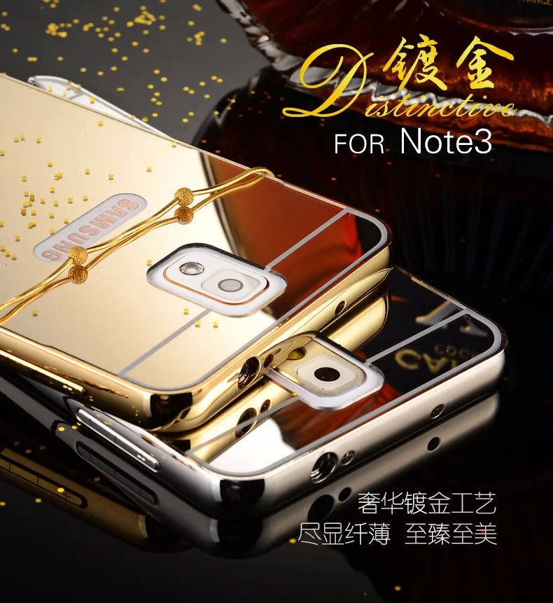 Для samsung Galaxy Note 3 4/Примечание 5 случае зеркало золото гибридный Алюминий