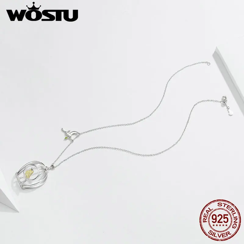 WOSTU дизайн распродажа золотая птица в колье с кулоном в виде клетки для женщин Изготовление ювелирных изделий подарок Свадьба Помолвка BPN003