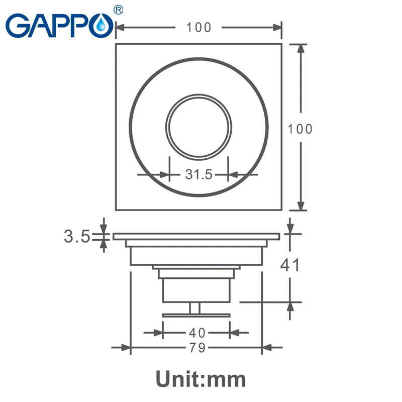 GAPPO слив квадратная Ванна Душ напольная Сливная крышка душевая комната анти