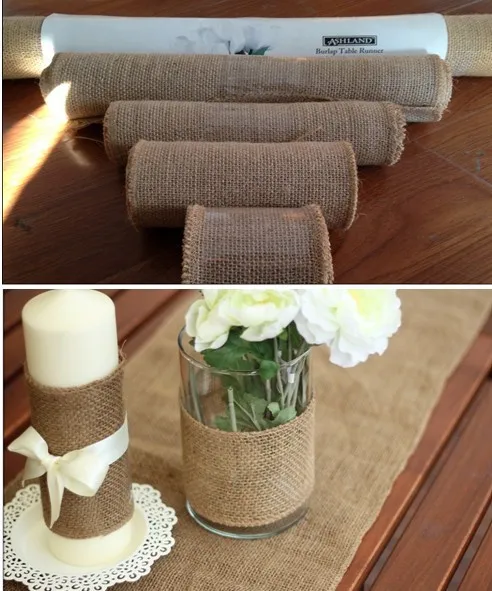 Винтажная рулон лент Hessian 10 м простая натуральная свадебная настольная дорожка