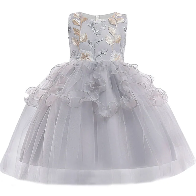 

Elegant Baby Kids Summer Embroidery Flower Dress For Girls Children Princess Vestidos Wedding Girls Party Dresses Clothing Bebes