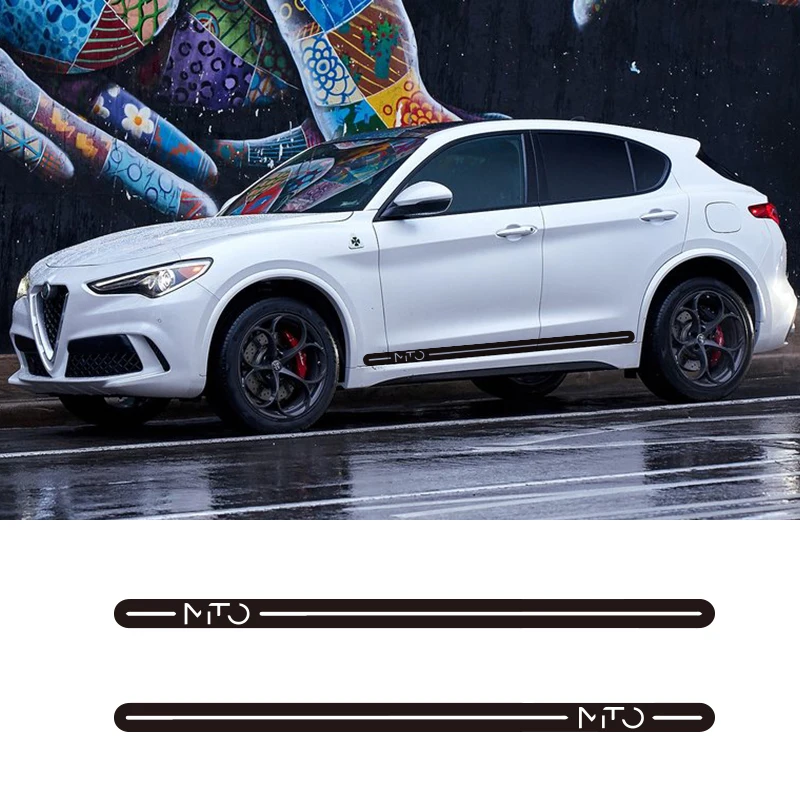 2PCS Vinyl Decal Door Side Skirt Strip Car Body Customized Stickers Sport Styling For Alfa Romeo Stelvio Giulia 4C Giulietta | Автомобили