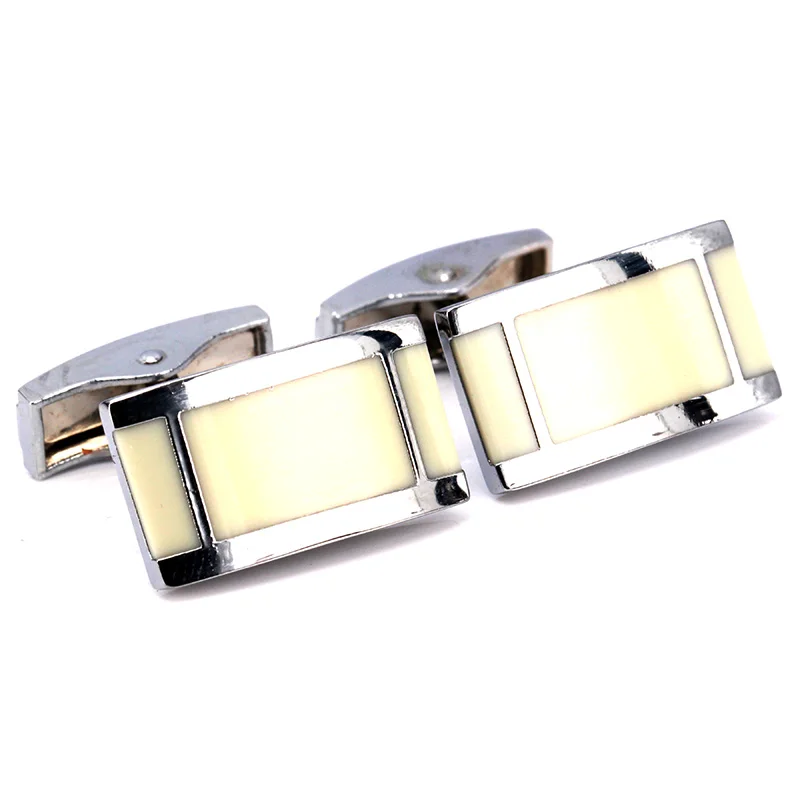 2016 Fashion beige Classic stone styles Men cufflinks high quality Bespoke Wedding Party Cuff link For men Cufflink