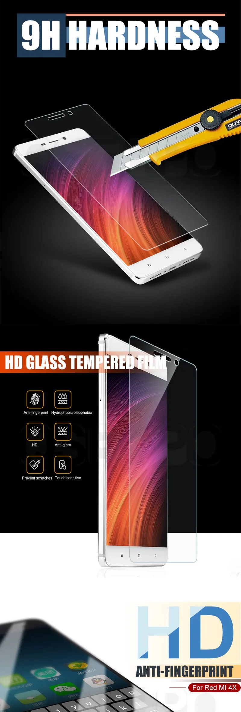 Закаленное стекло для Xiaomi Redmi 4 4X 5A 6A 6 Pro 5 Plus Защита экрана для Redmi Note 4 4X Note 5 5A S2 Защитная стеклянная пленка