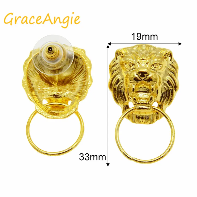 Оптовые продажи сережек из матового сплава золотого цвета 14 шт. 35656|lion head
