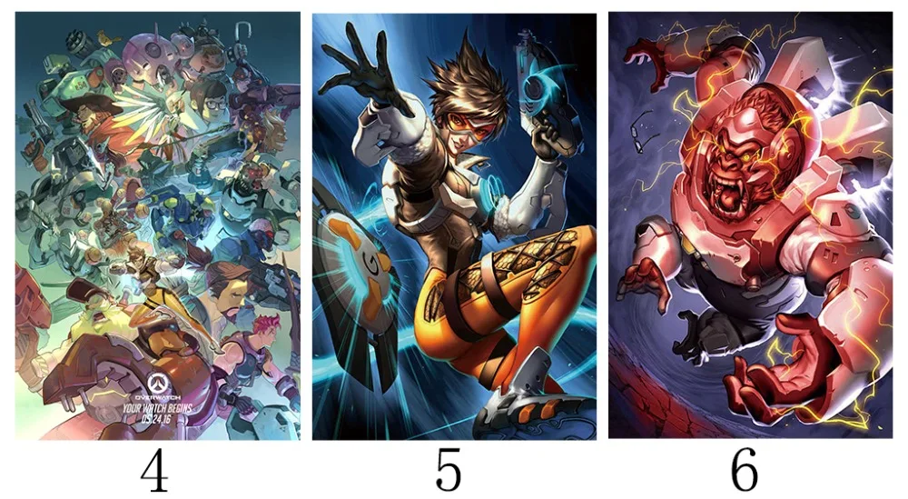 NUOMEGE Overwatchs игра художественный плакат T Wall Art настенные картины для декора шелковые принты на холсте художественные плакаты, постеры украшение дома