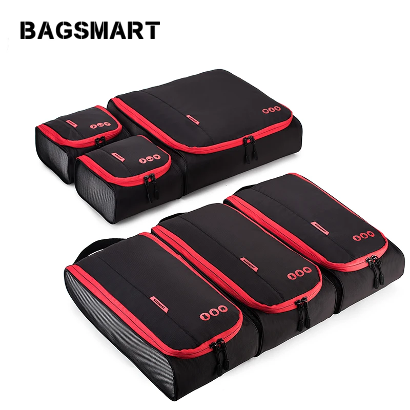 BAGSMART 6 шт. аксессуары для путешествий Упаковка Кубики багажная упаковка сумка-Органайзер для рубашки Одежда Нижнее белье подходит 2" чемодан
