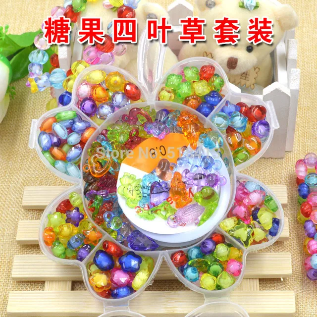 Girls Beaded Handmade Diy Toy Materials Woven Bracelet Necklace Girl Birthday Party Gifts Present Fancy Delicate Toys Suit 2021
