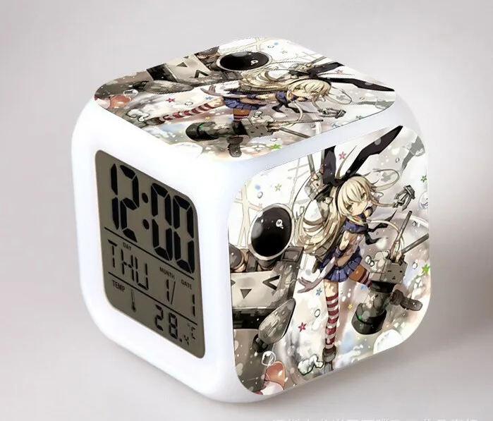 

Anime Kantai Collection Led Clocks Cute Shimakaze Akagi kaga Despertador Digital Alarm Clock Figure Glowing Model Doll Toys Gift