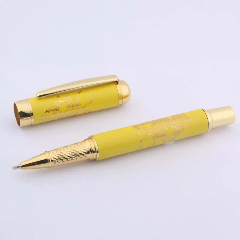 yellow golden dragon 1 шт Керамическая синяя и Белая Фарфоровая Ручка-роллер для китайской живописи - Цвет: yellow golden dragon