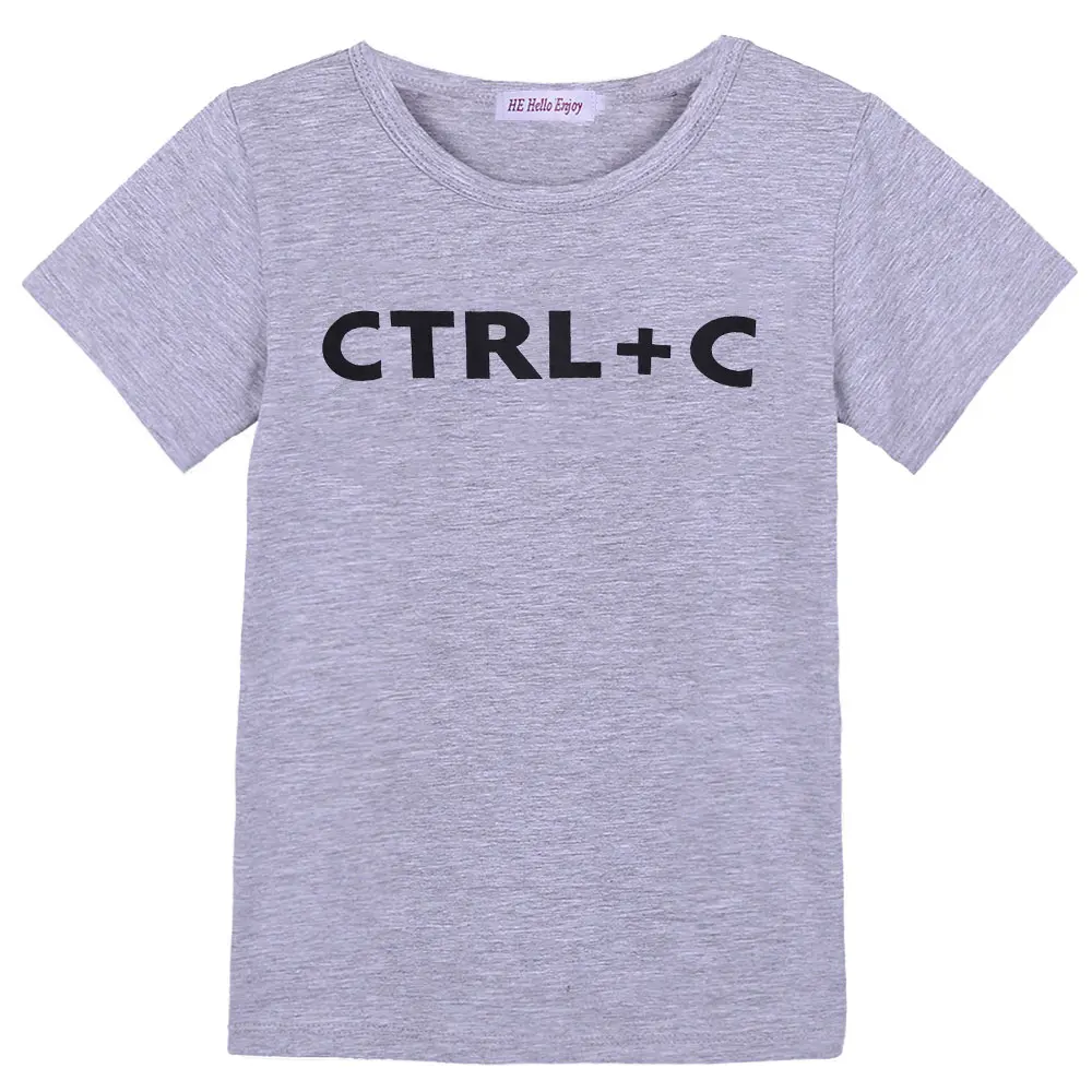 Ctrl C Gray Dad HE Hello Enjoy/Семейные комплекты футболка для папы и сына черные комбинезоны с надписями для маленьких мальчиков, топы для папы, футболки для детей - Цвет: Ctrl C Gray Dad