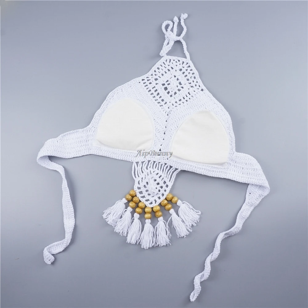 Вязаный купальник femme с высокой горловиной женский maillot de bain бикини топы вязаный купальный костюм с завязкой на спине купальник
