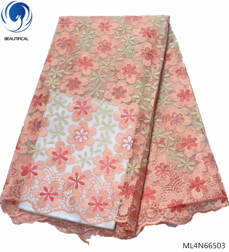 Красивая розовая красная африканская сетчатая кружевная ткань фиолетовый