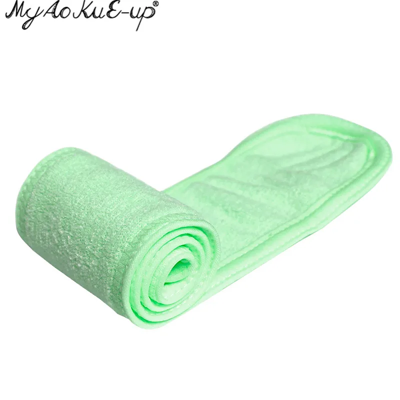 Green Повязка на голову для лица, повязка на голову из махровой ткани, повязка на голову, растягивающееся полотенце с волшебной лентой, повязка на голову, инструменты для ресниц - Цвет: Green