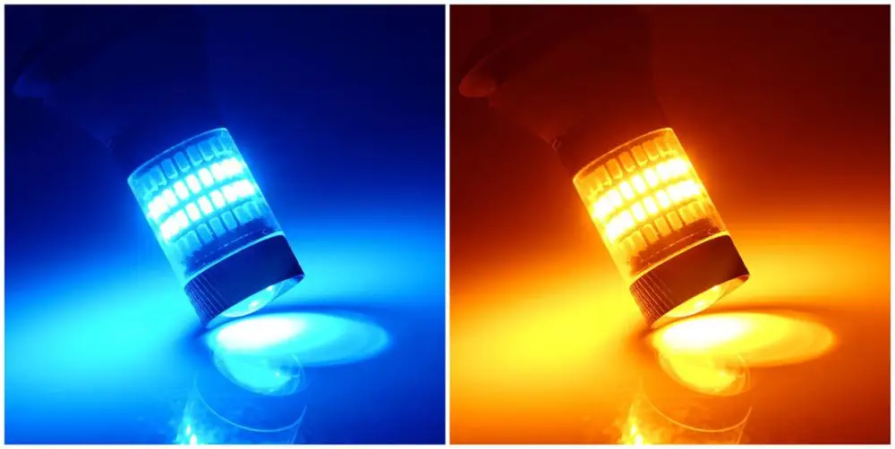 Ice Blue and Yellow 2 шт. 1156/BA15S/P21W BAU15S/PY21W T20 T25 4014-96SMD Автомобильный светодиодный двухцветный поворотник DRL Дневной ходовой светильник Canbus без ошибок - Цвет: Ice Blue and Yellow