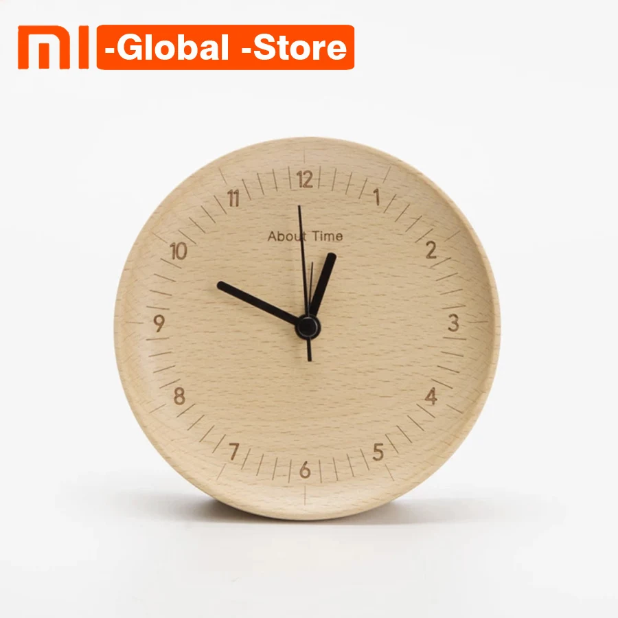 Оригинальный Xiaomi Mijia о времени будильник деревянный Рабочий стол движение без