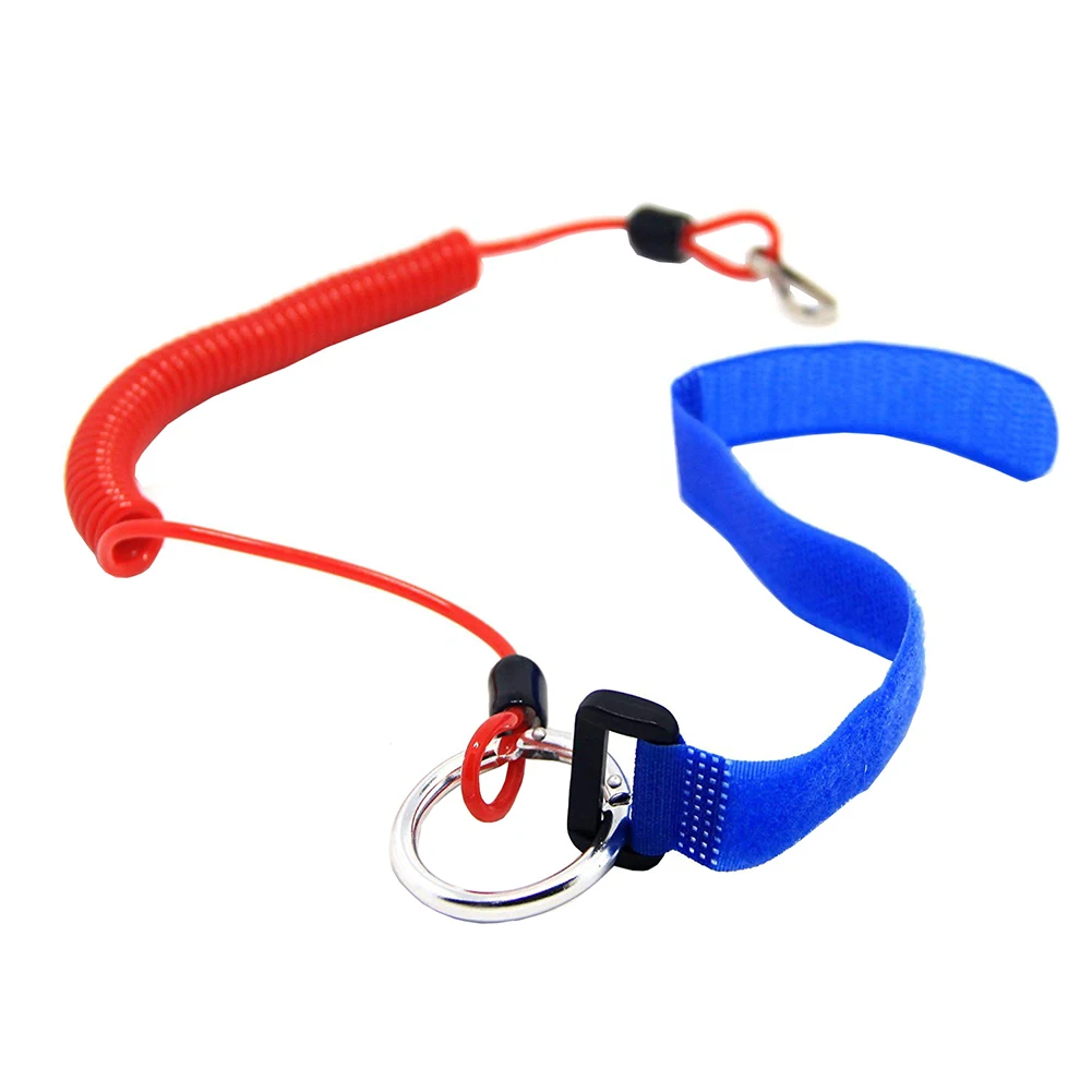 Elastic Easy Use Coiled Lanyard Stretch Rope Surfboard Paddle Leash Fixing Canoe With Key Ring Rowing Boats Raft Safety Kayak | Спорт и