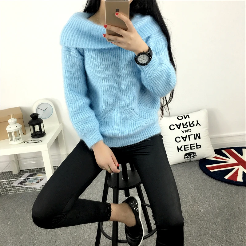 Autumn and winter short design turtleneck sweater thickening female pullover loose plus size slit neckline outerwear | Женская одежда