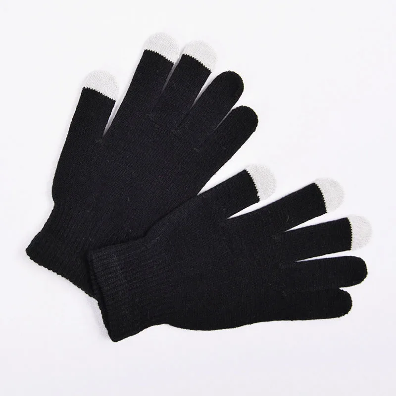 style 2 black Для женщин Для мужчин Зимние перчатки шерстяные вязаные варежки унисекс, для сенсорных экранов перчатки теплые женские зимние сапоги; полный палец полосатые перчатки - Цвет: style 2 black