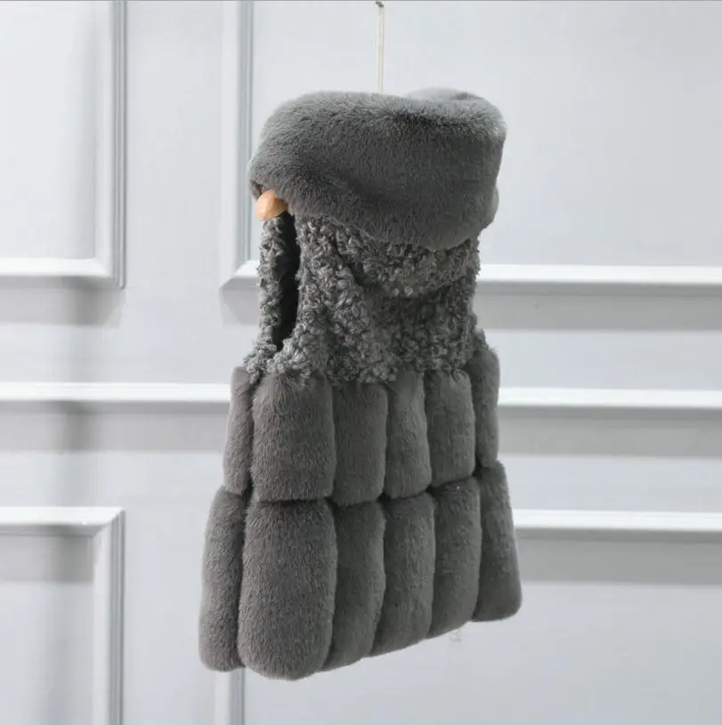 grey S-4XL, плюс размер, женская зимняя шуба из искусственного лисьего меха, искусственный Лисий мех, длинный жилет без рукавов, жилетка на заказ, wq42 - Цвет: grey